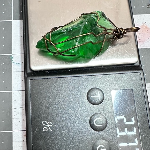 Glass Pendant, Wire Wrapped, Sea Beach Glass Handmade Art To Wear 3035 P - Picture 2 of 9